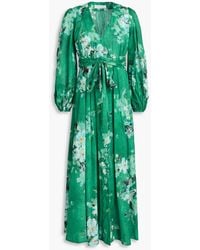 Zimmermann - Floral-Print Cotton Midi Wrap Dress - Lyst
