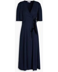 Ganni - Midi-wickelkleid aus glänzendem twill - Lyst
