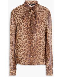 Maje - Pussy-Bow Leopard-Print Crepon Blouse - Lyst