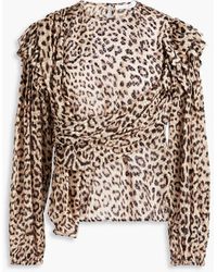 IRO - Bluse aus chiffon mit fil coupé und leopardenprint - Lyst