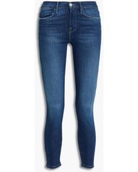 FRAME - Le high skinny hoch sitzende cropped skinny jeans - Lyst