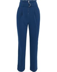 Jonathan Simkhai Rosalie Belted Zip-detailed Crepe Tapered Trousers - Blue