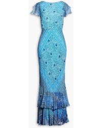RIXO London - Ordinia Cutout Floral-Print Crepe Maxi Dress - Lyst