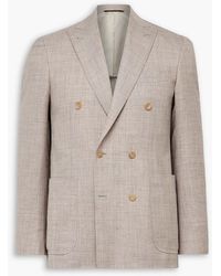 Canali - Kei Unstructured Double-Breasted Wool, Silk And Linen-Blend Blazer - Lyst