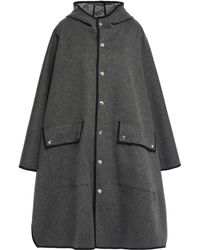 Mackintosh Cape-effect Oversized Mélange Wool-felt Coat Dark Grey - Gray