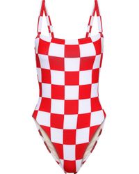 Solid & Striped + Re/done The Malibu Checked Swimsuit Red