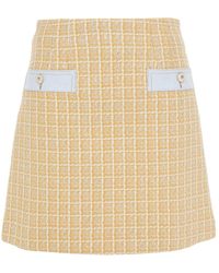 Sandro Melle Button-embellished Metallic Cotton-blend Tweed Mini Skirt - Natural
