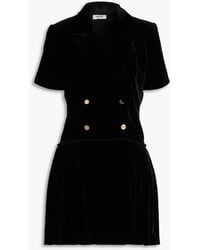 Sandro - Pleated Velvet Mini Tuxedo Dress - Lyst