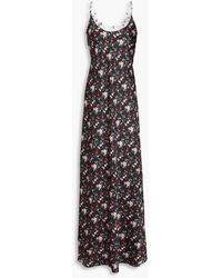 Rabanne - Chain-embellished Floral-print Satin Maxi Slip Dress - Lyst