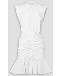 Veronica Beard - Bell Ruched Stretch-cotton Poplin Mini Dress - Lyst