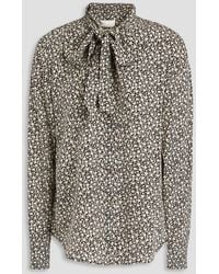 Tory Burch - Pussy-bow Floral-print Silk Crepe De Chine Blouse - Lyst