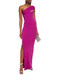 Solace London Lavena One-shoulder Stretch-ponte Maxi Dress - Purple