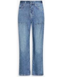 Rag & Bone - Hose "miramar" mit weitem bein aus satin mit print und denim-effekt - Lyst