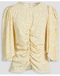 Isabel Marant - Geza Ruched Printed Stretch-silk Top - Lyst