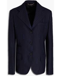 Versace - Pinstriped Wool And Cotton-blend Twill Blazer - Lyst