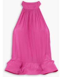 Lanvin - Neckholder-oberteil aus satin mit schößchen - Lyst