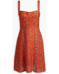 Saloni - Rachel Printed Linen Mini Dress - Lyst