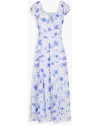 LoveShackFancy - Magdaline Pintucked Floral-print Cotton Midi Dress - Lyst