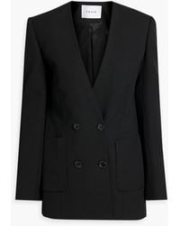 FRAME - Double-breasted Twill Blazer - Lyst