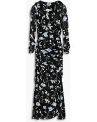 Diane von Furstenberg - Ganesa Off-The-Shoulder Ruched Floral-Print Stretch-Mesh Midi Dress - Lyst