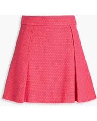 Moschino - Pleated Polka-dot Cotton-blend Tweed Mini Skirt - Lyst