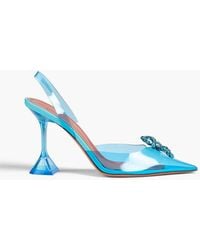 AMINA MUADDI - Rosie Crystal-embellished Bow-detailed Pvc Slingback Pumps - Lyst