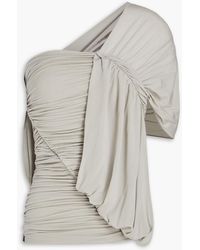 Rick Owens - One-shoulder Ruched Cupro-blend Jersey Top - Lyst