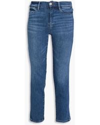 FRAME - Hoch sitzende jeans "le high straight" mit geradem bein in ausgewaschener optik - Lyst