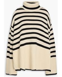 TOTEME - Striped Wool And Cotton-blend Turtleneck Sweater - Lyst