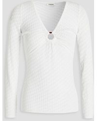 Sandro - Tahys Ring-embellished Cutout Pointelle-knit Top - Lyst