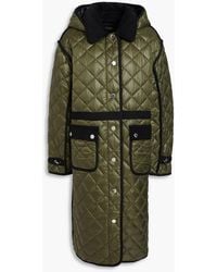 Maje - Corduroy-Trimmed Quilted Shell Hooded Coat - Lyst