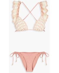 Zimmermann - Ruffled Crocheted Bikini - Lyst