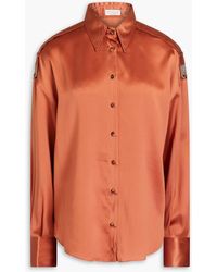 Brunello Cucinelli - Bead-embellished Stretch-silk Satin Shirt - Lyst