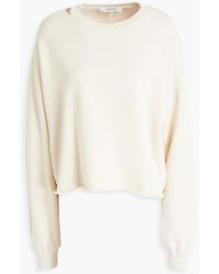 FRAME - Destructed Boxy Cropped Organic French Pima Cotton-terry Sweatshirt - Lyst