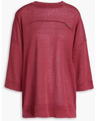 Brunello Cucinelli - Bead-embellished Linen-blend Sweater - Lyst