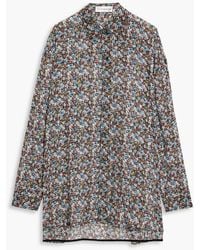 Victoria Beckham - Bluse aus chiffon aus einer seidenmischung mit floralem print in metallic-optik - Lyst