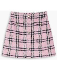 Alessandra Rich - Embellished Checked Wool-blend Tweed Mini Skirt - Lyst