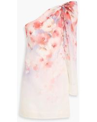 Zimmermann - One-Shoulder Floral-Print Linen And Silk-Blend Gauze Mini Dress - Lyst