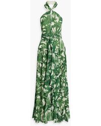 AMUR - Tiered Printed Crepe Halterneck Maxi Dress - Lyst