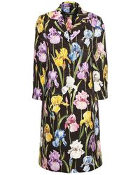 Dolce & Gabbana Floral-print Cotton-blend Jacquard Coat Dark Brown