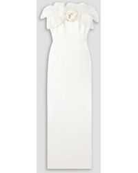 Alessandra Rich - Strapless Appliquéd Ruffled Silk Organza-trimmed Cady Gown - Lyst