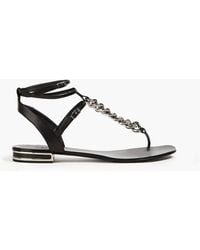 Casadei - Minorca Chain-embellished Leather Sandals - Lyst