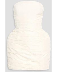 Magda Butrym - Strapless Ruched Silk-Taffeta Mini Dress - Lyst