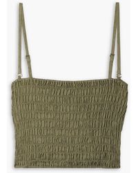 ATM - Cropped Shirred Linen Top - Lyst