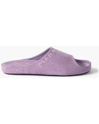 Marni - Logo-Embroidered Suede Slides - Lyst