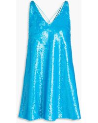 Ganni - Sequined Satin Mini Dress - Lyst