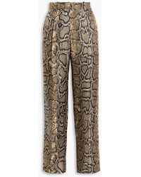 Victoria Beckham - Snake-print Silk Straight-leg Pants - Lyst