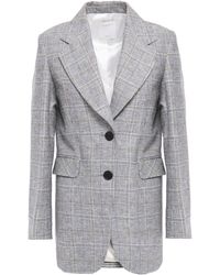 Sandro Reynald Prince Of Wales Checked Woven Blazer Grey - Gray