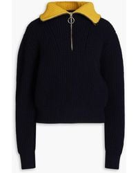 Sandro - Tanger Two-tone Ribbed Wool-blend Half-zip Sweater - Lyst