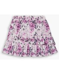 LoveShackFancy - Emma Tiered Floral-print Cotton And Silk-blend Mini Skirt - Lyst